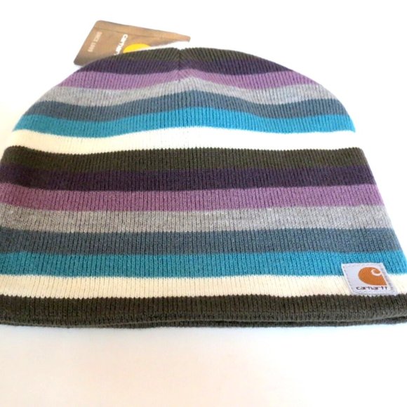 Carhartt Beanie Fleece Lined Purple & Teal Stripes main image 8